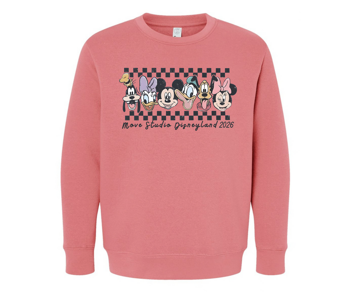 Youth Checkered Move Studio Disneyland Crewneck