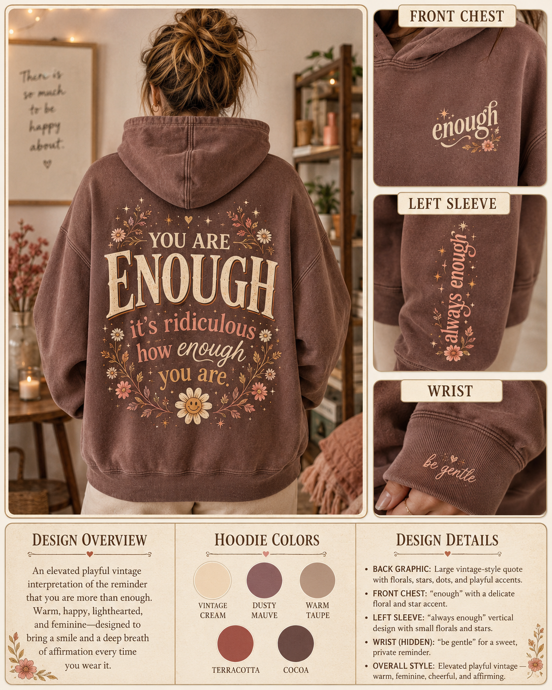 Always Enough Vintage Floral Graphic Hoodie