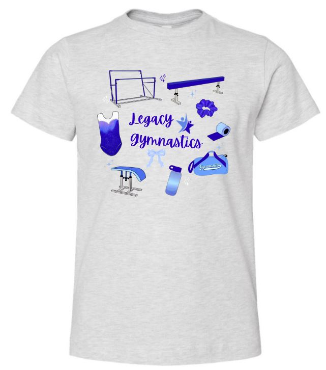 Youth Gymnastics Collage on Front Jersey Tee