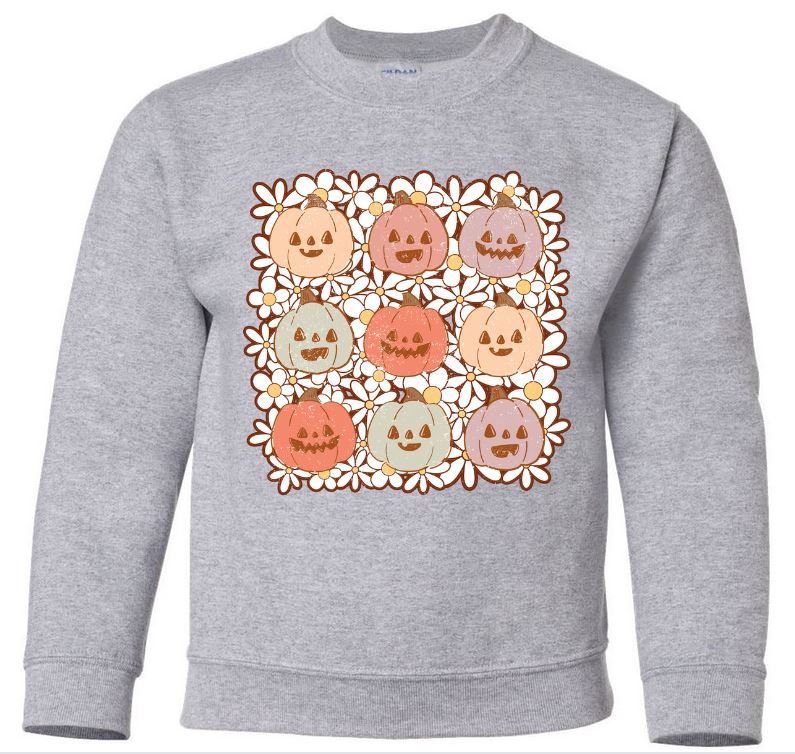Youth Daisy Jack O Lantern Crew Neck