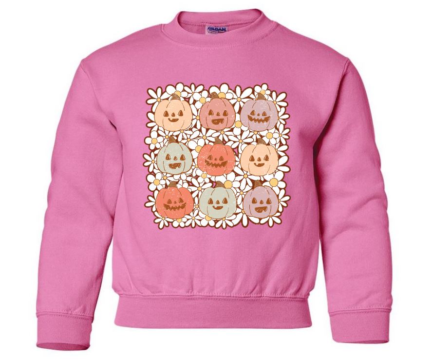 Youth Daisy Jack O Lantern Crew Neck