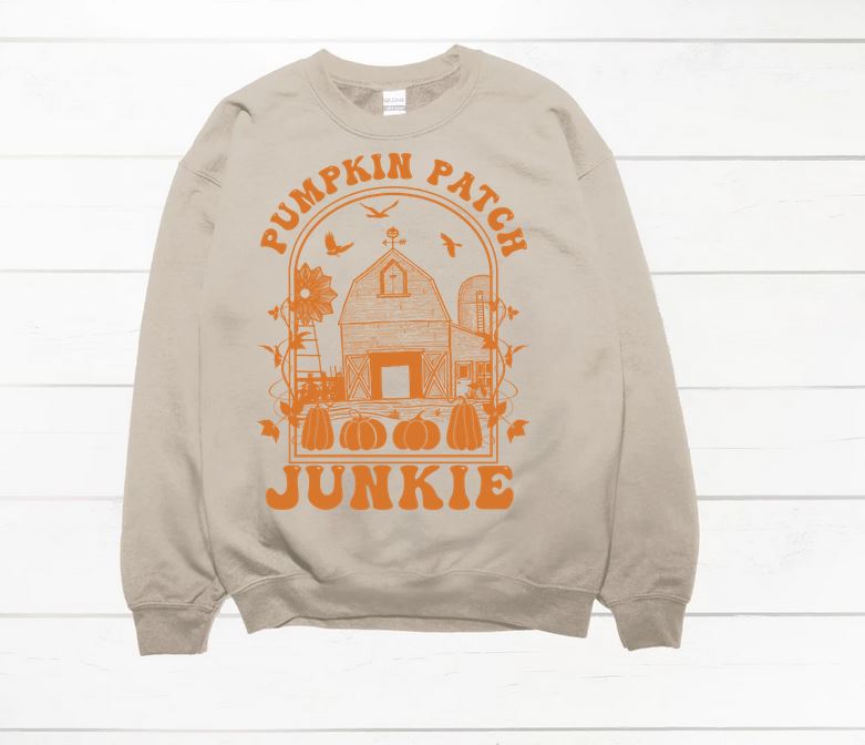 Pumpkin Patch Junkie Crew Neck Sweatshirt