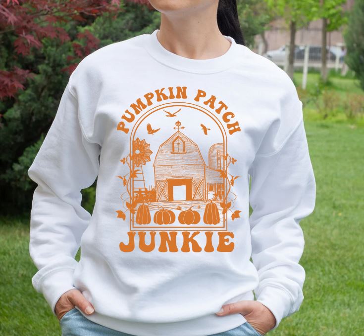 Pumpkin Patch Junkie Crew Neck Sweatshirt