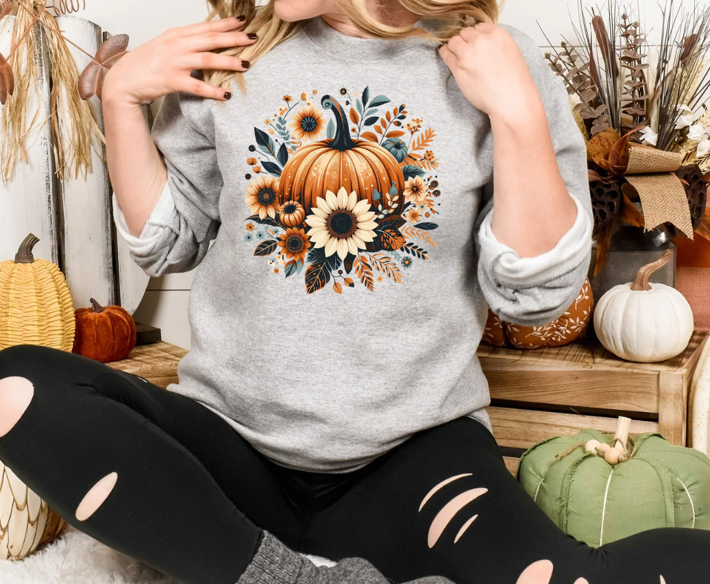 Boho Floral Pumpkin Crew