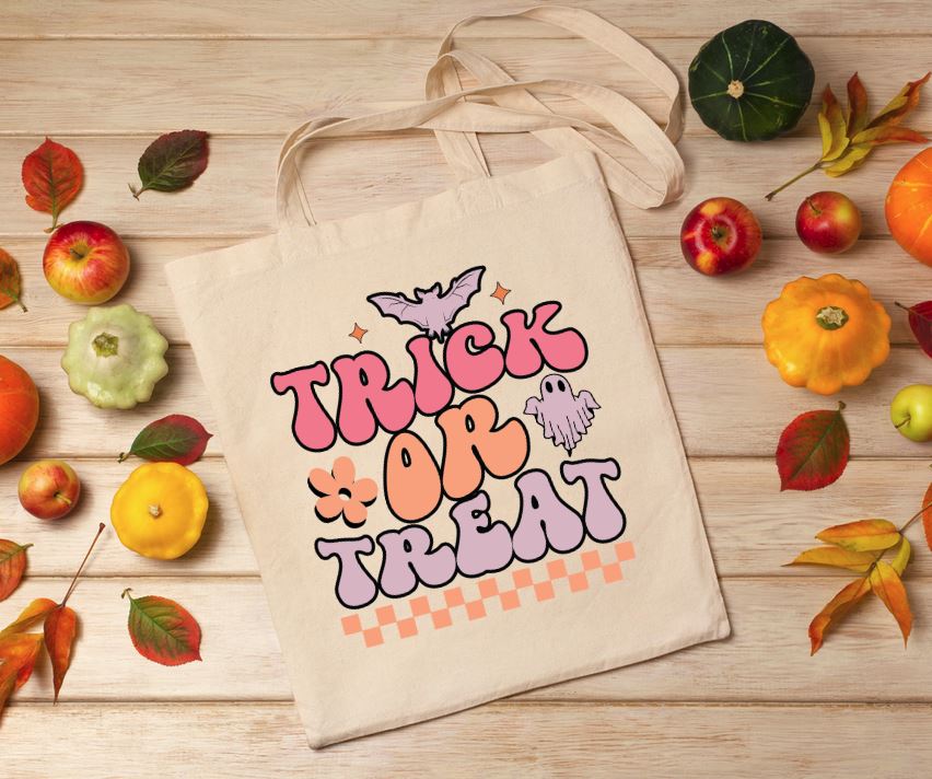 Trick Or Treat Retro Check Tote