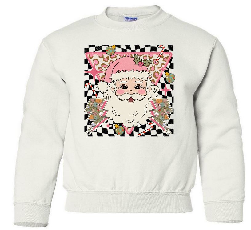 Youth Retro Pink Santa Crew Neck