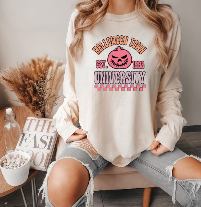 Retro Halloween Town Long Sleeve Tee
