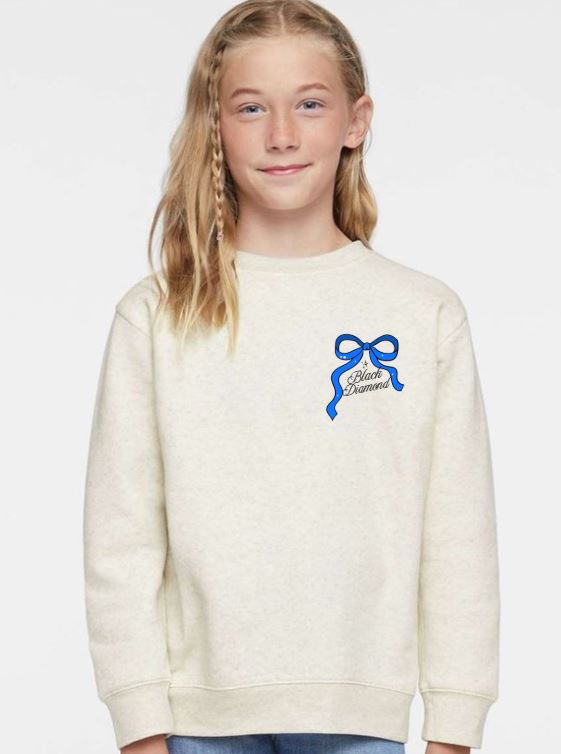 Black Diamond Bow Back Elevated Fleece Youth Crewneck Sweatshirt