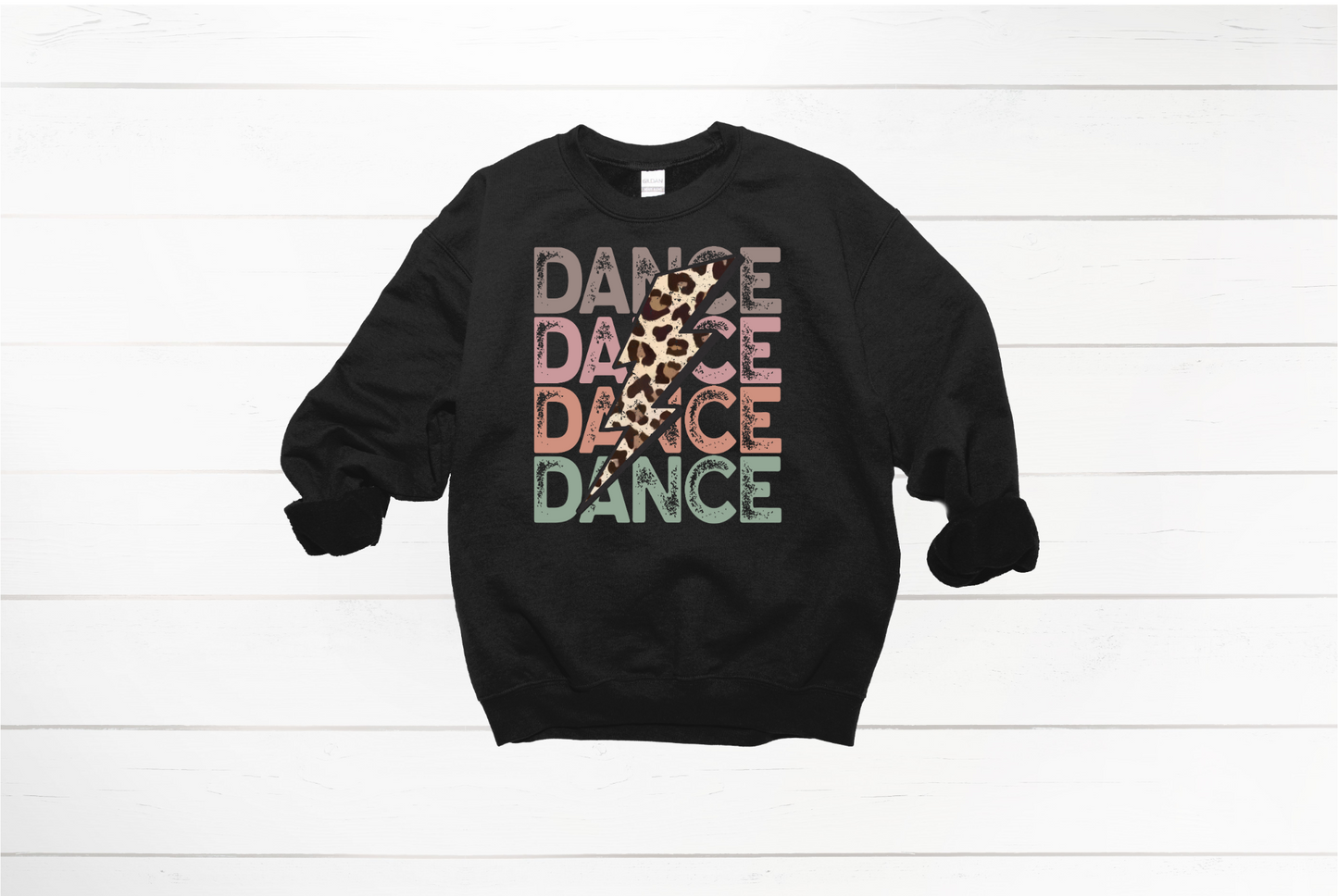 Dance Stacked Leopard Lightning Bolt Crew