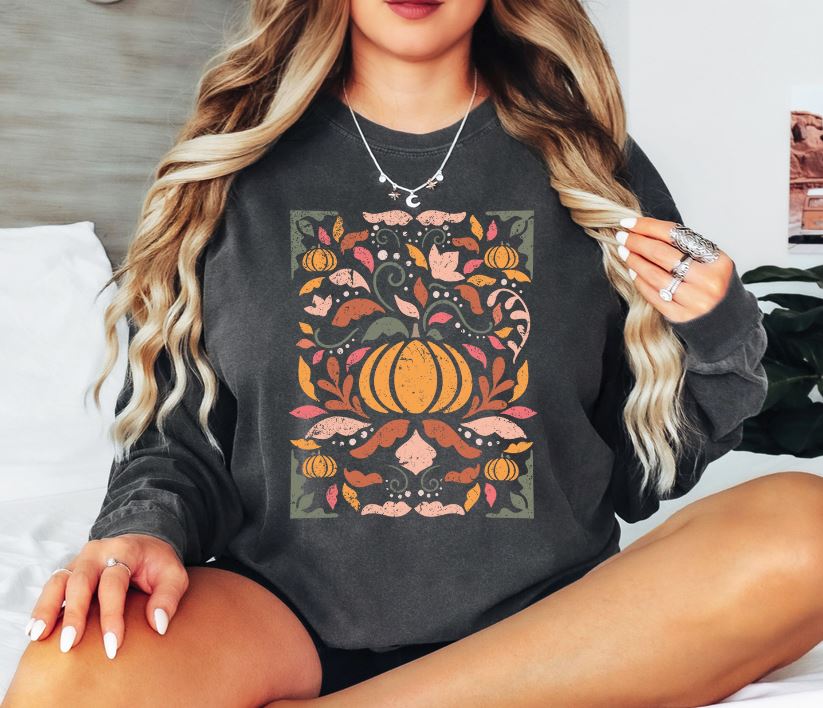 Abstract Pumpkin Long Sleeve Tee