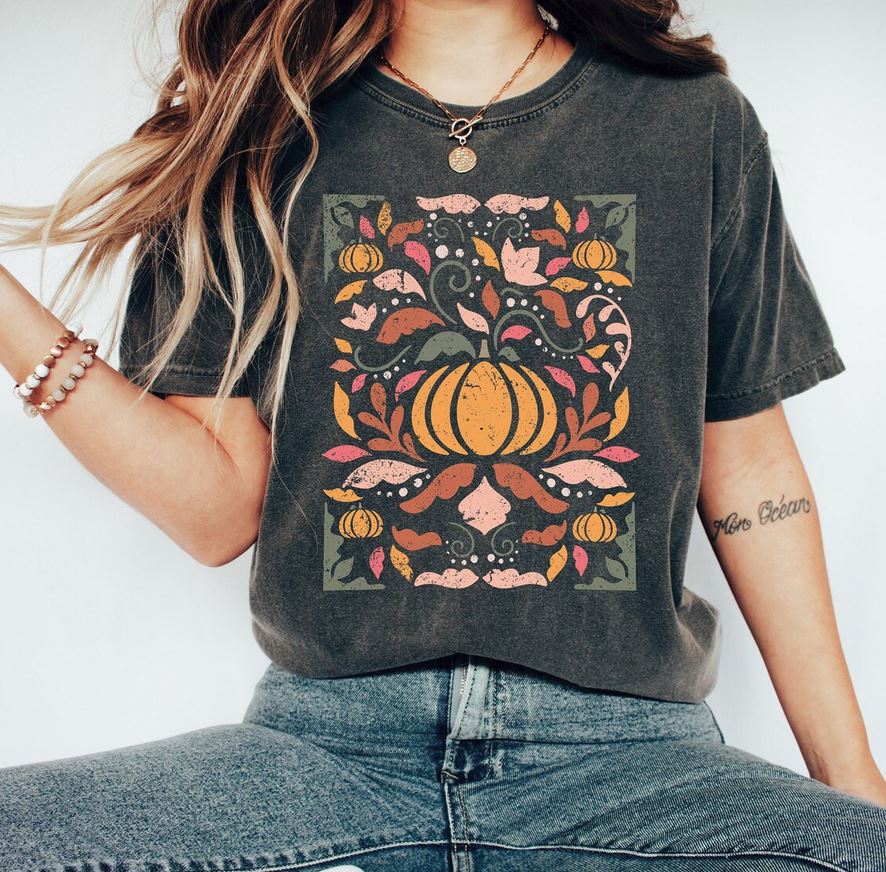 Abstract Pumpkin Fall Tee