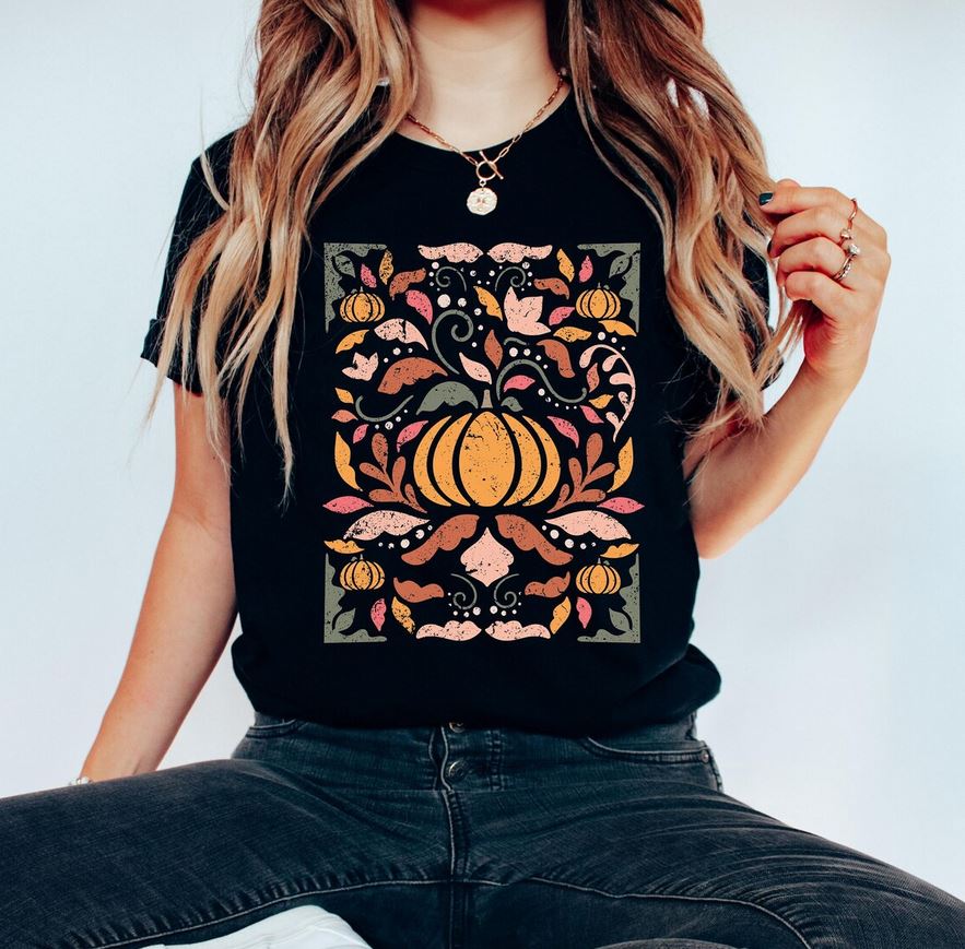 Abstract Pumpkin Fall Tee