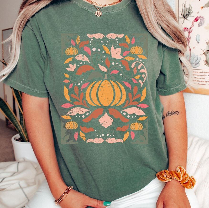 Abstract Pumpkin Fall Tee