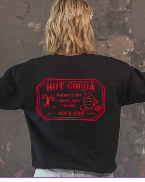 Hot Cocoa Served Here Back Graphic Crew