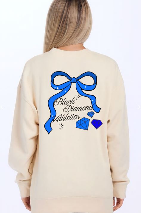 Black Diamond Bow Cuddle Fleece Crew Neck