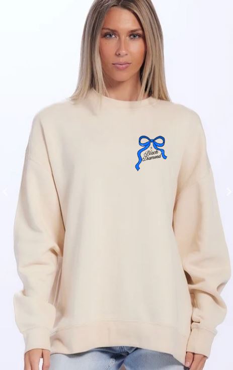 Black Diamond Bow Cuddle Fleece Crew Neck
