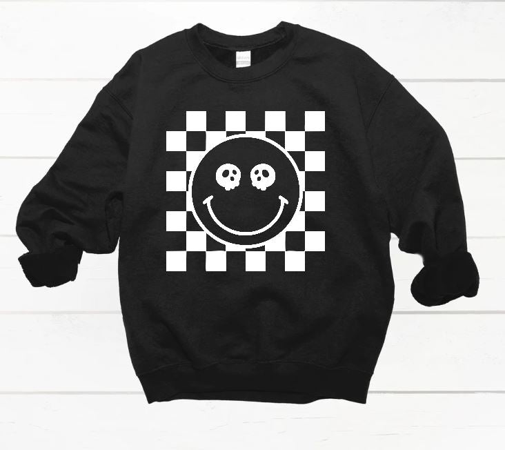 Checkered Skeleton Smiley Crew