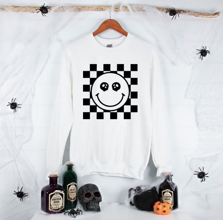 Checkered Skeleton Smiley Crew