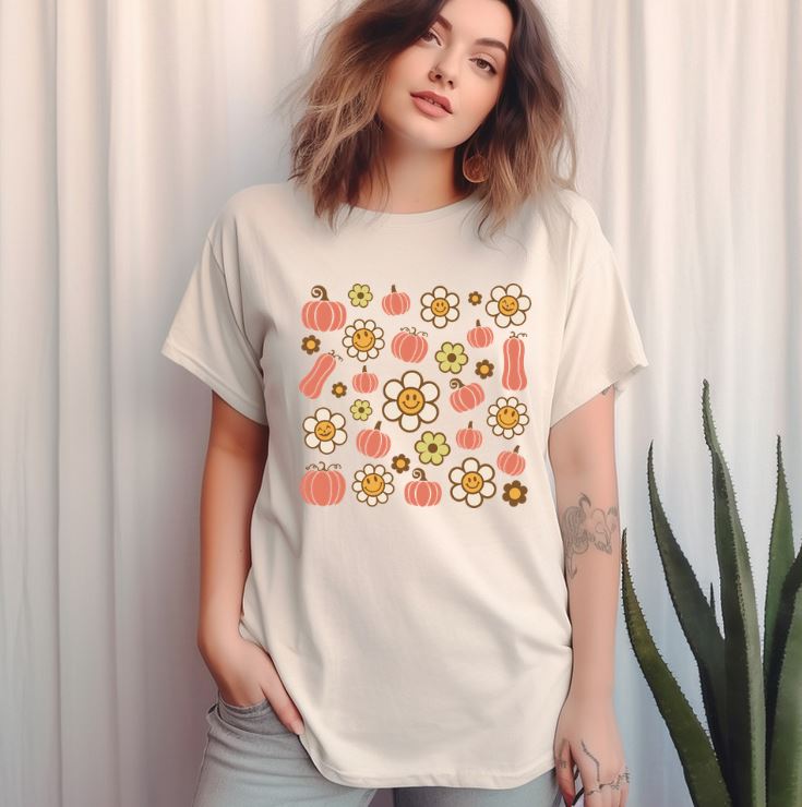 Daisies and Pumpkins Fall Tee