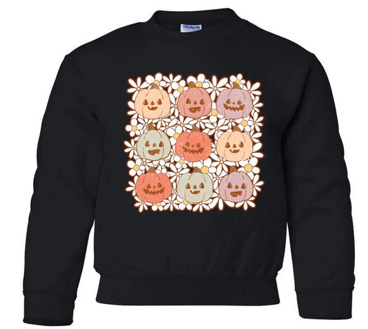 Youth Daisy Jack O Lantern Crew Neck