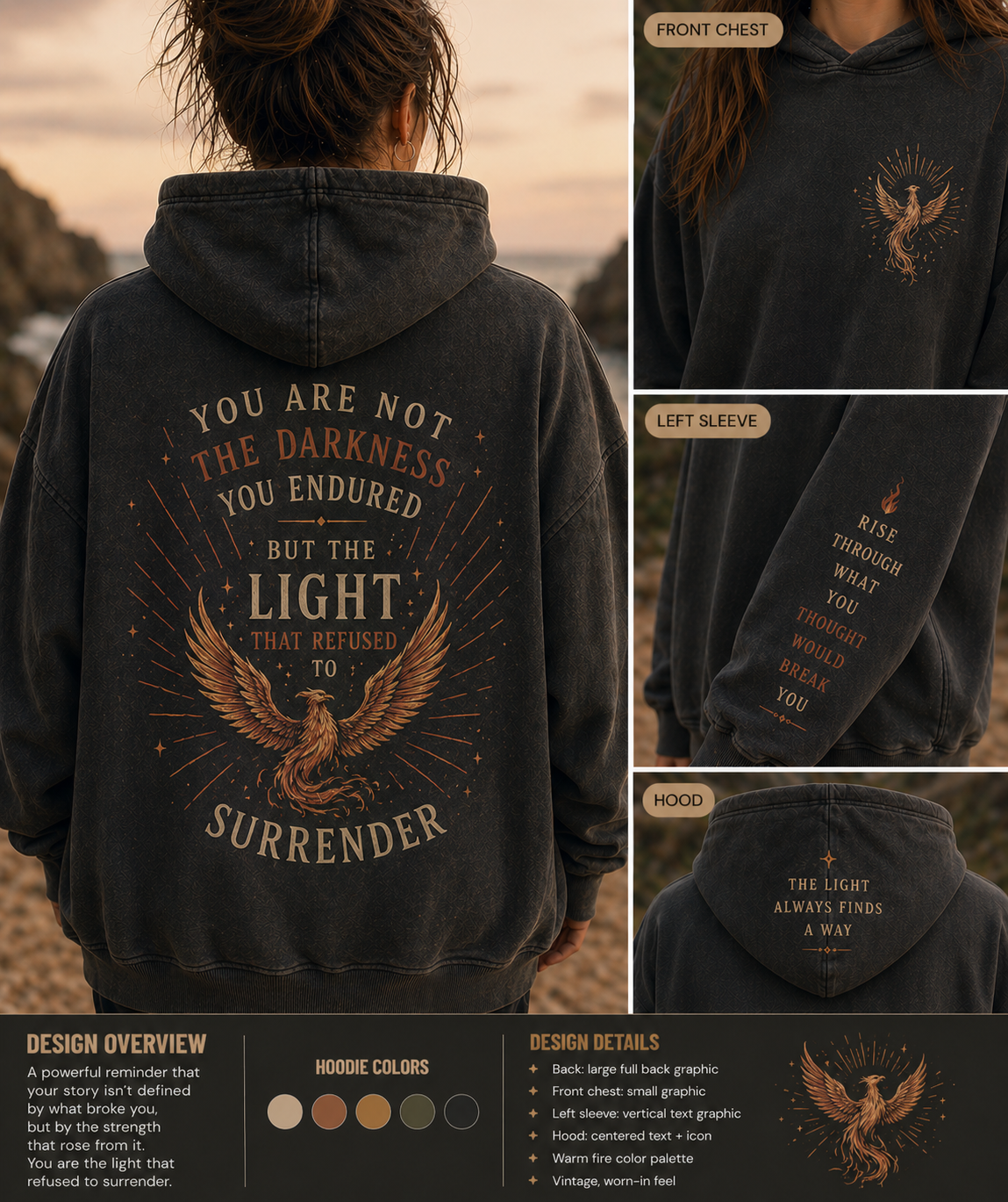 Darkness Phoenix Graphic Hoodie showcasing phoenix artwork