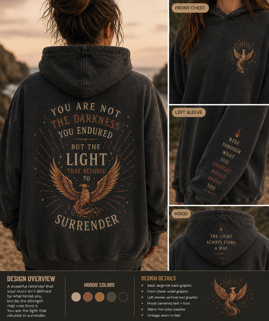 Darkness Phoenix Graphic Hoodie showcasing phoenix artwork