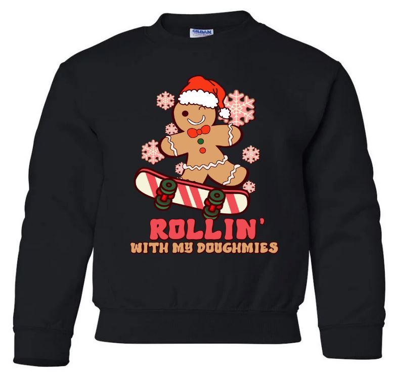 Youth Rollin' with My Doughmies Crew Neck