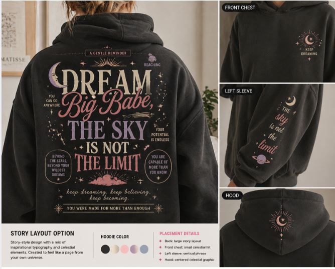 Dream Big Babe Graphic Hoodie