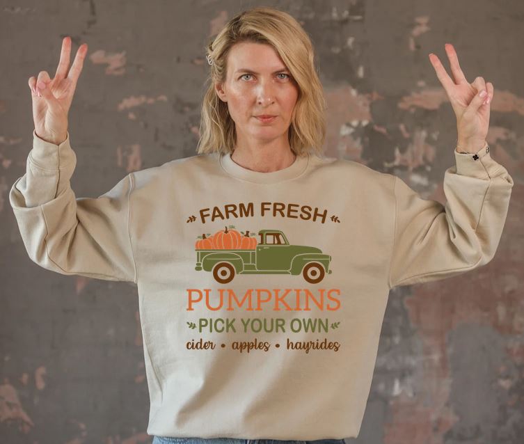 Farm Fresh Pumpkin Truck Crew Neck Sweatshirt