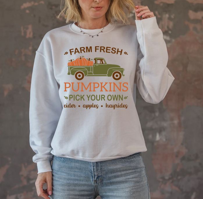 Farm Fresh Pumpkin Truck Crew Neck Sweatshirt