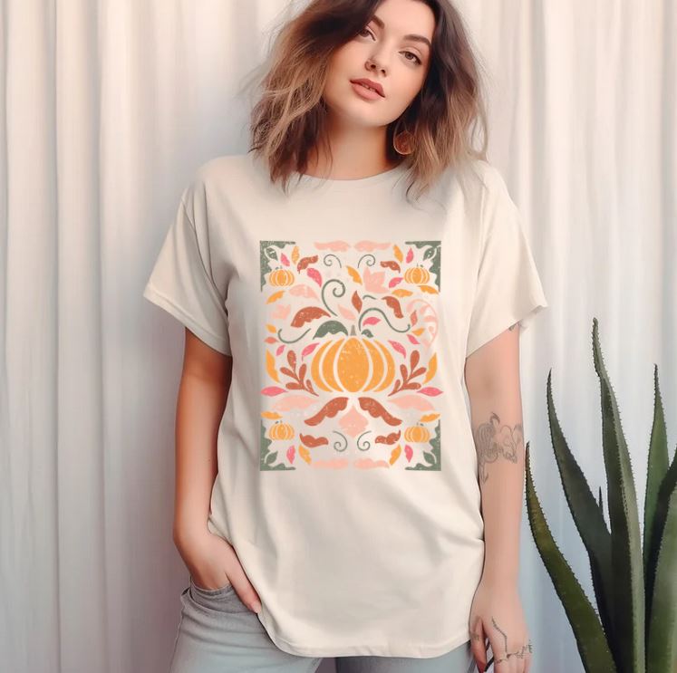 Abstract Pumpkin Fall Tee