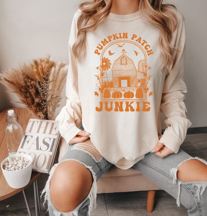 Pumpkin Patch Junkie Long Sleeve Tee