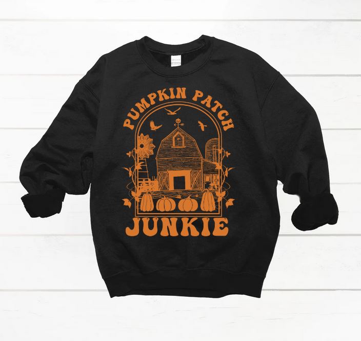 Pumpkin Patch Junkie Crew Neck Sweatshirt
