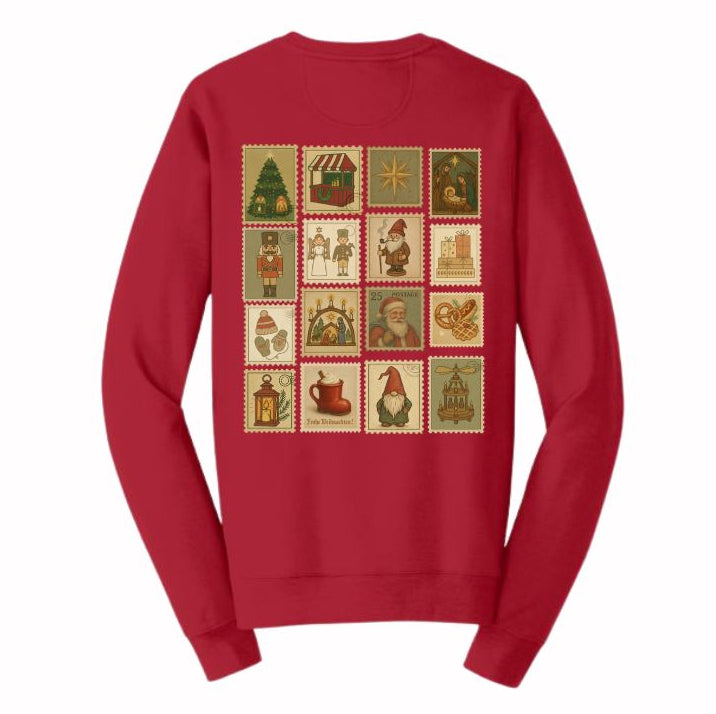 Red Christkinlmarkt Vintage Stamp Crewneck